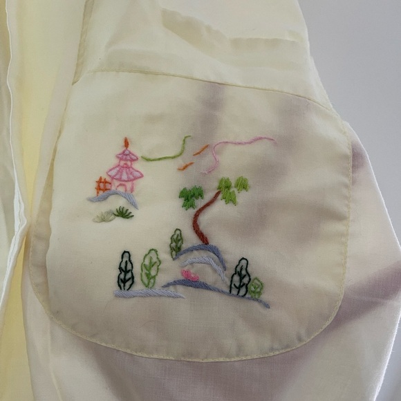 Vintage Yellow Women's Embroidered Kimono Robe size M - Picture 3 of 10